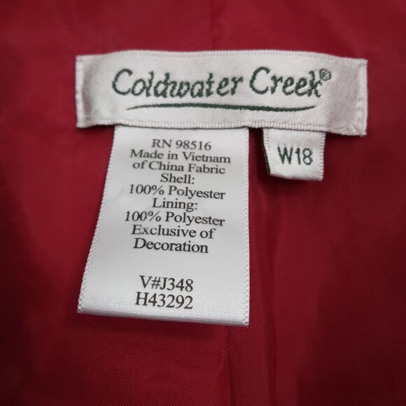 Coldwater Creek | Embroidered Open Front Jacket Red | Size 18W - Picture 6 of 7